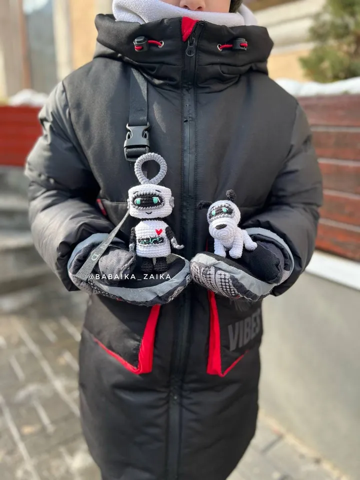 Pdf SET: Crochet Amigurumi Robot Dog Pattern and Amigurumi Robot, Keychain Amigurumi Pattern, crochet pattern, amigurumi tutorial robot doll