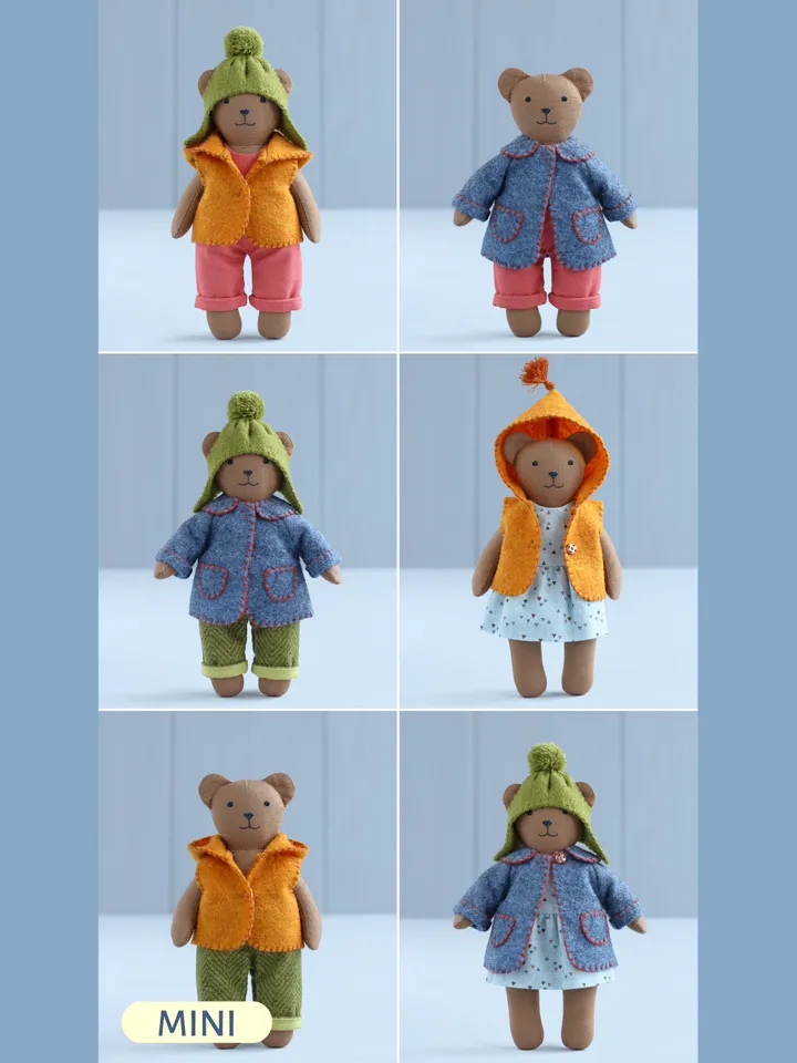 2 PDF Mini Bear and Set of Clothes Sewing Patterns Bundle