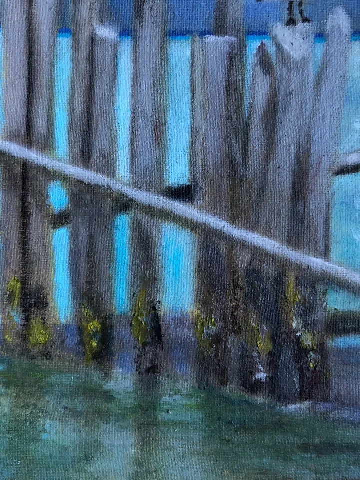 Seagulls original oil modern painting wall art 5x8 inches