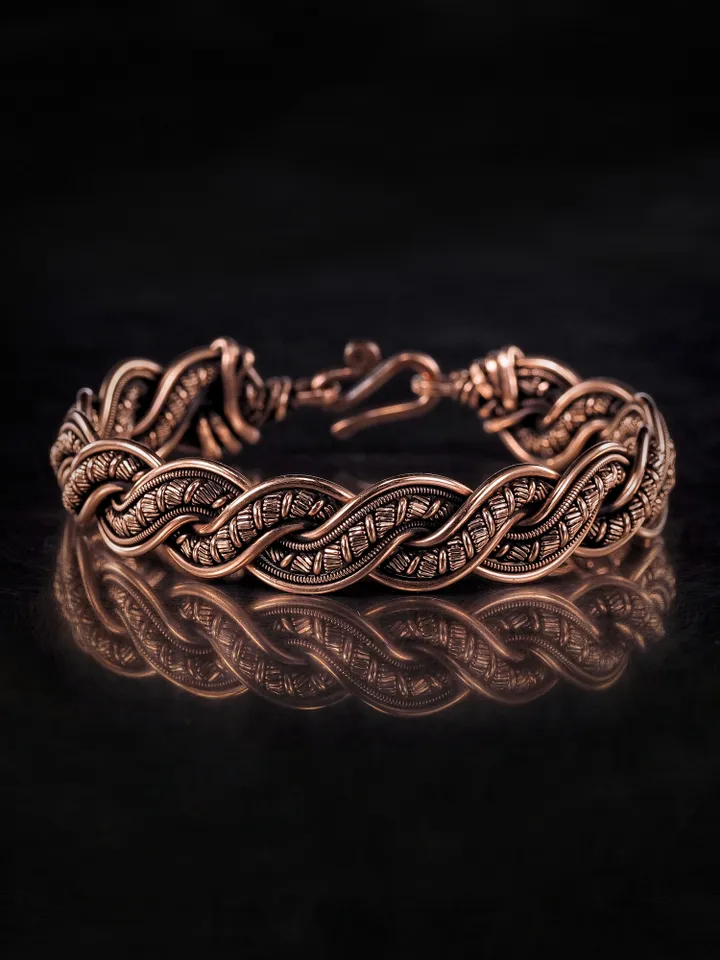 Copper wire wrapped bracelet for woman 7th Anniversary gift