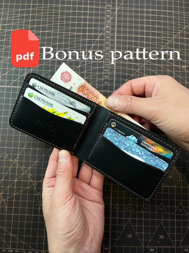 PDF Pattern Bifold Wallet - Download PDF & video TUTORIAL. Punch pitch 5 mm.