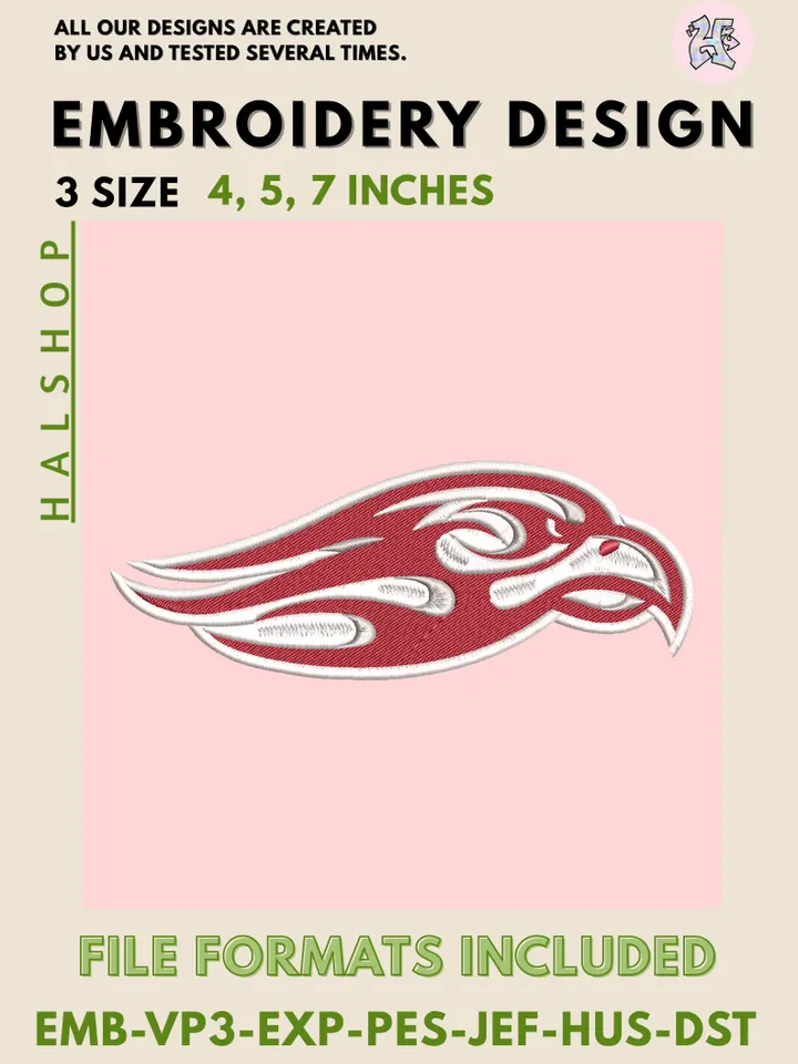 Liberty Flames NCAA Mascot Logo Embroidery Files – College Sports Team Design, 3 Sizes, Instant Digital Download for Machine Embroidery