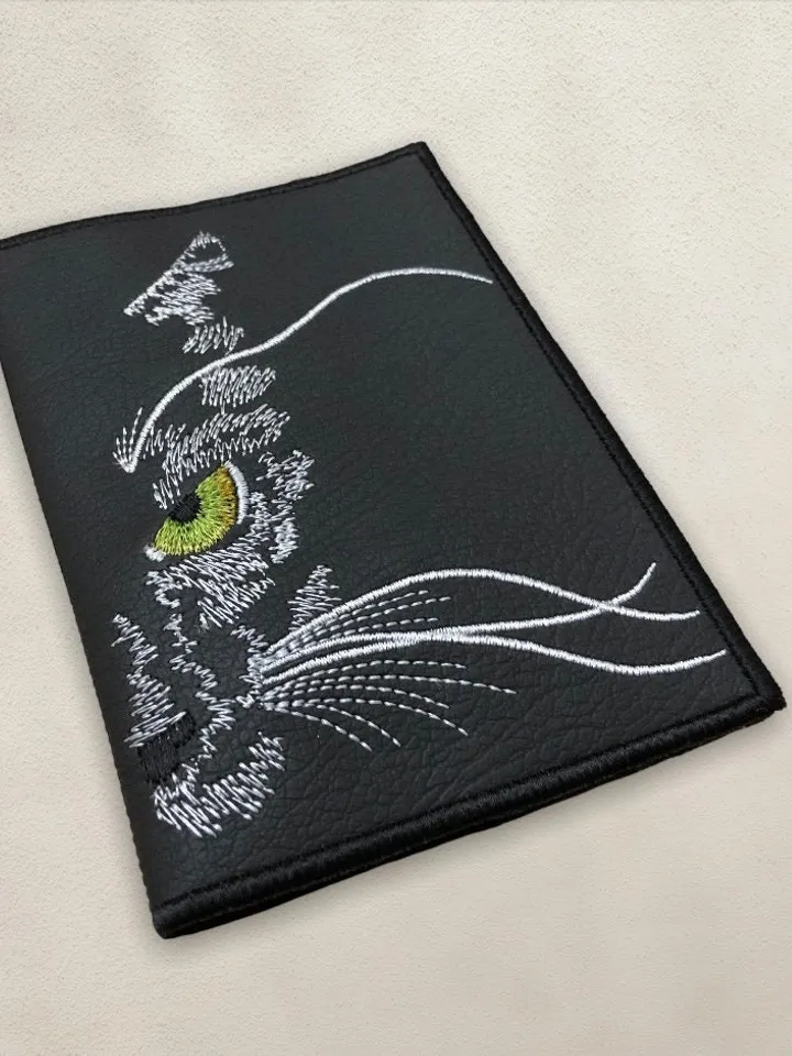 Cat passport cover in the hoop machine embroidery design ITH digital embroidery pattern animal embroidery motif