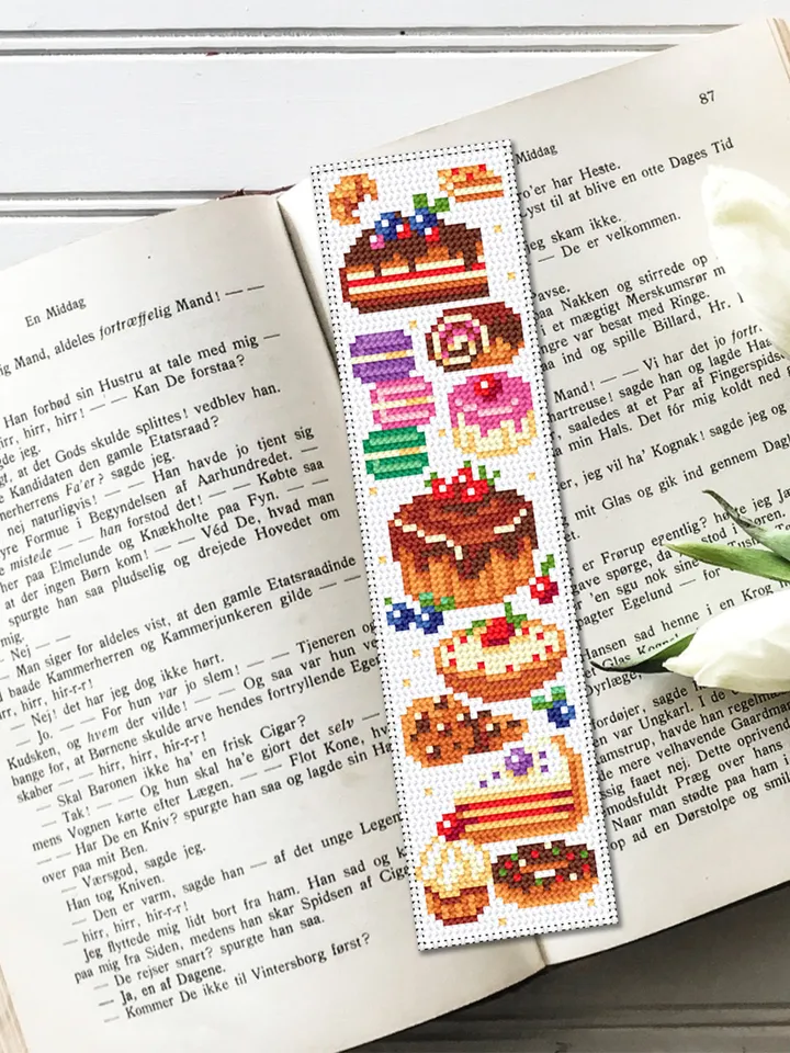 Cute bookmark cross stitch pattern PDF download Simple handmade bookmark digital PDF, Dessert cross stitch chart, Sweets, Bakery art #B126