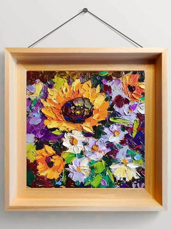 Sunflower Painting Daisy Original Art Oil Painting Floral Artwork Flower Verafe