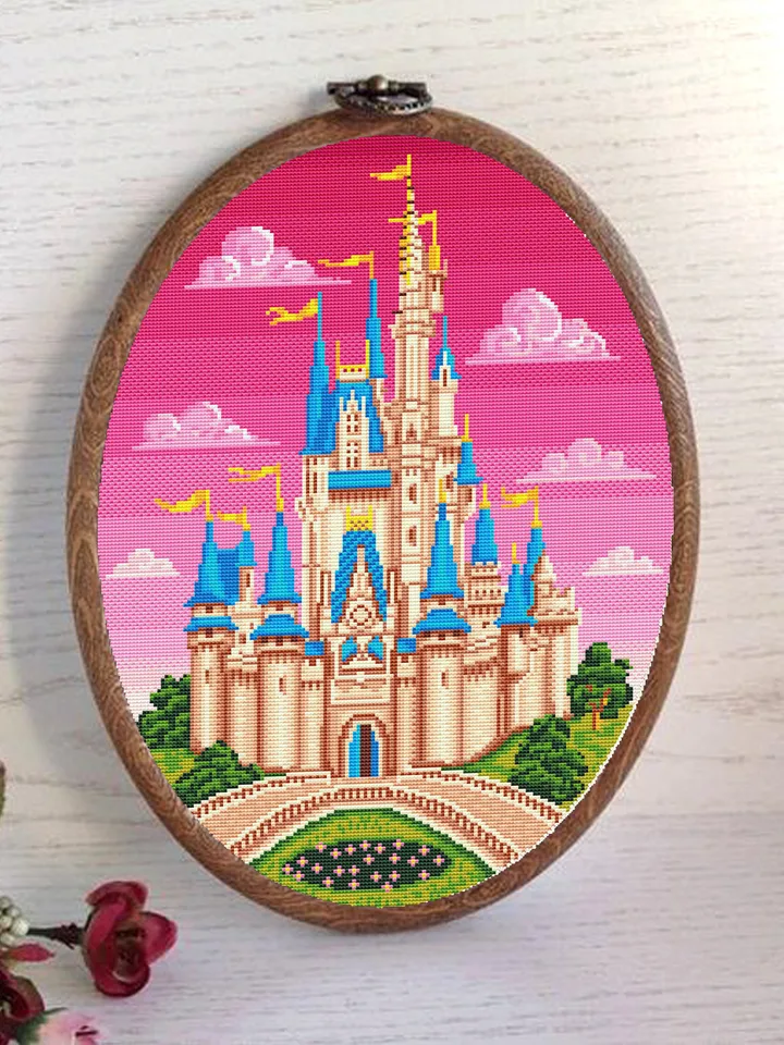 Cinderella castle cross stitch pattern download PDF Magic Kingdom cross stitch chart Fairytale castle embroidery PDF Kids room decor #C1