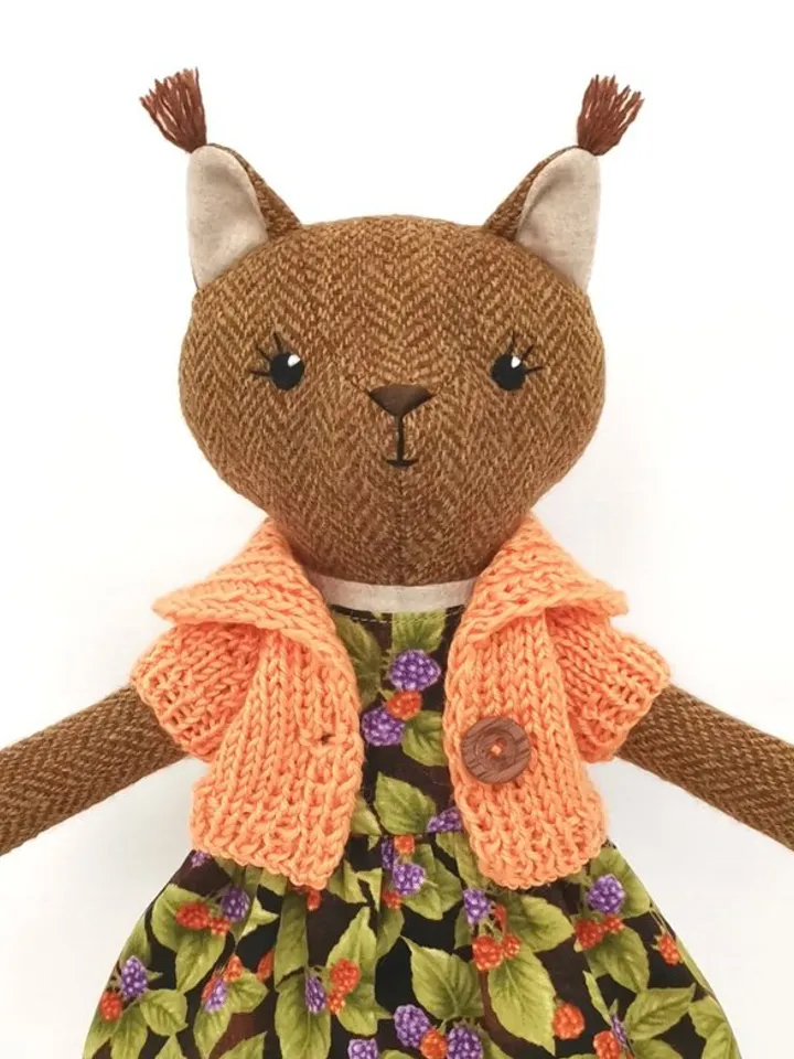 Red squirrel girl, plush stuffed toy, wool animal doll, squirrel soft toy