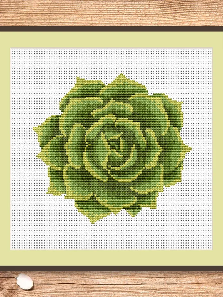 The Succulent Cross Stitch Pattern, Flower Cross Stitch Pattern, Embroidery Succulent, Flowers xStitch, Potted Flowers xStitch #flw013