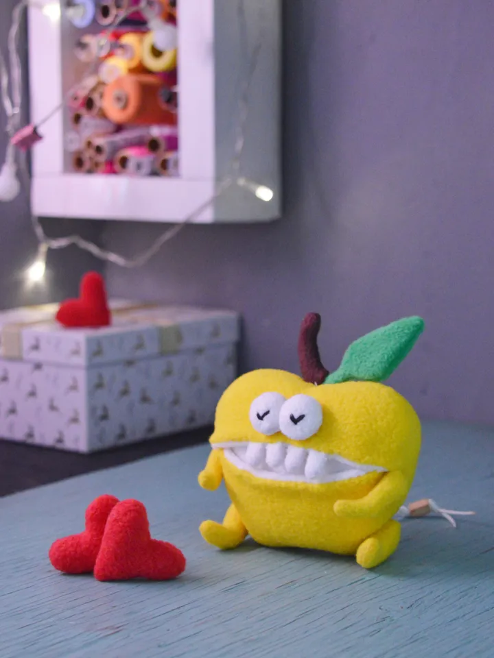 PDF Plush Toy Pattern – Fleece Apple Softie with Secret Pocket