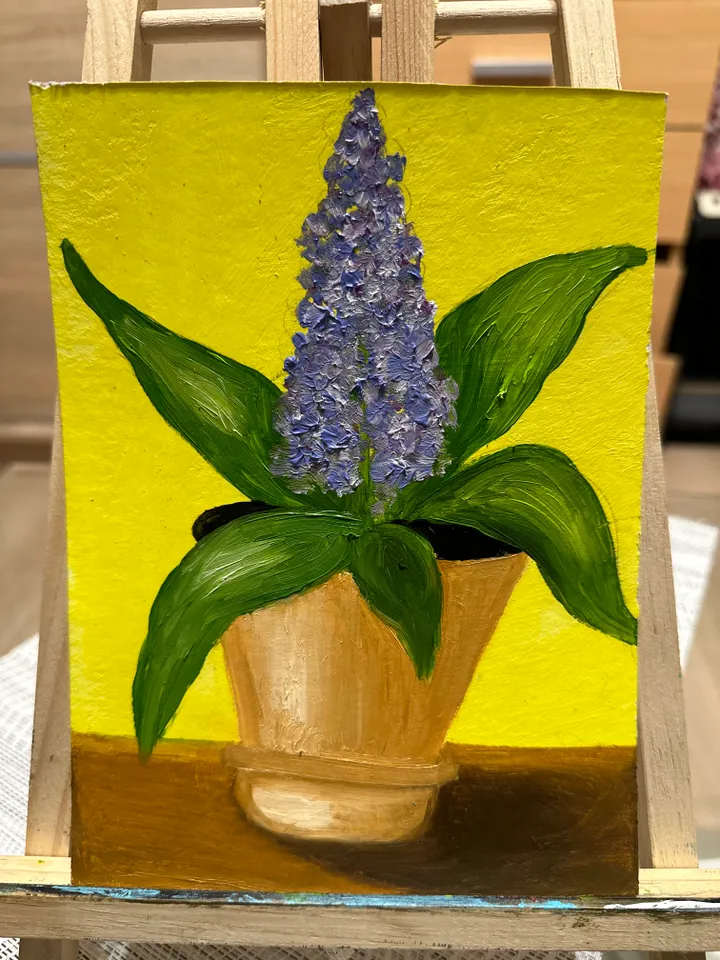 Oil Painting Orchid In a Pot Home Indoor Plants Flowers Nature Floral Art Wall Decor Miniature New Unframed Cardboard 8x6 Inches 21x15 cm