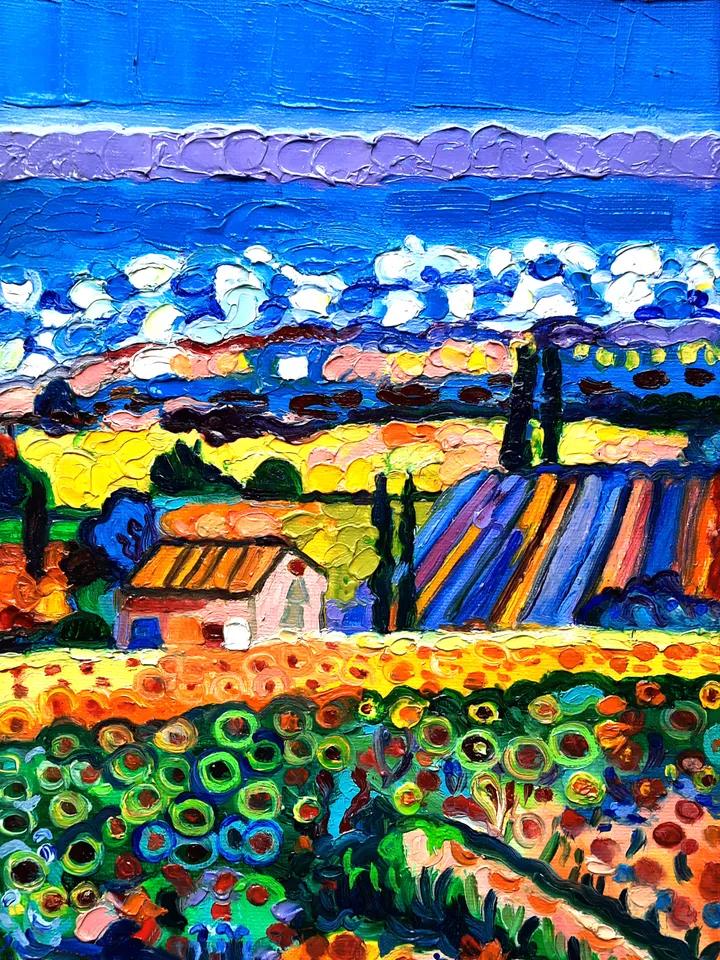 Sunflower Oil Painting Impasto Artwork Oil on canvas 12*8 inc