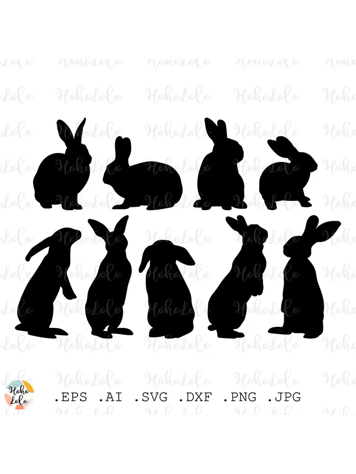 Easter Bunny Svg, Rabbit Svg, Easter Bunny Silhouette, Easter Bunny Cricut, Rabbit Template Dxf, Easter Bunny Clipart Png