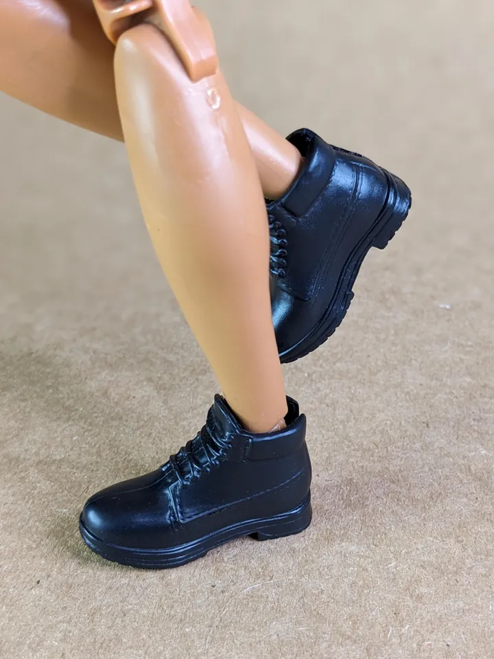 Classic black hiking boots for 1/6 scale male dolls