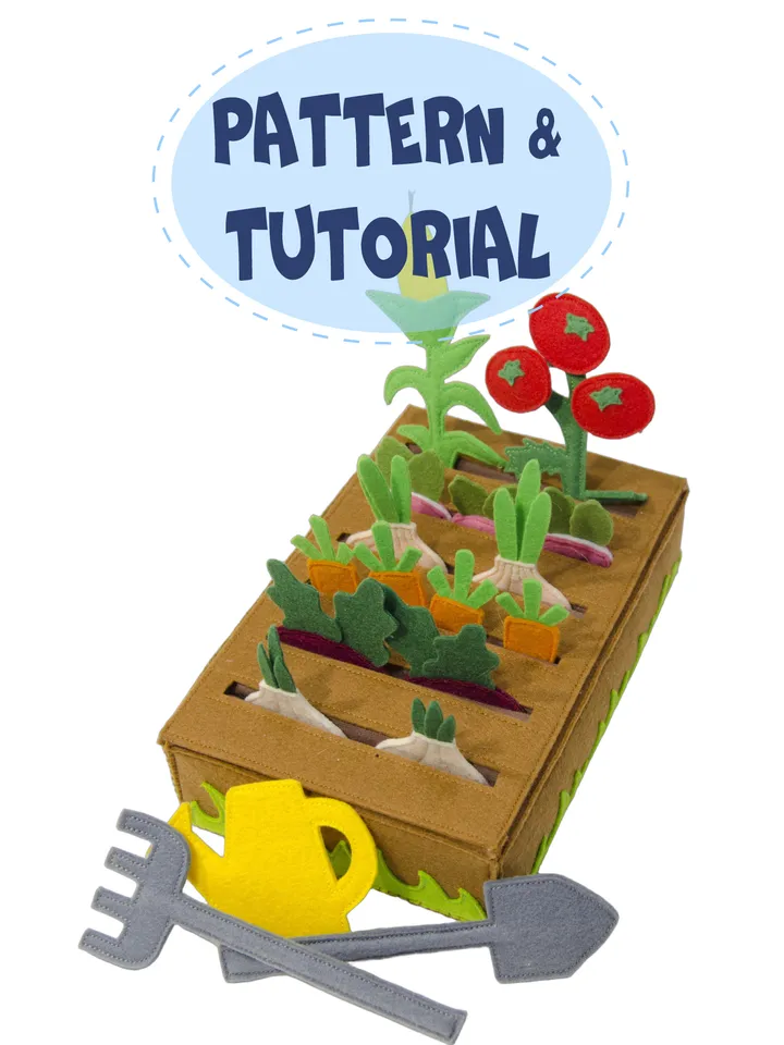 Felt vegetable garden, Pattern and Tutorial, PDF and SVG
