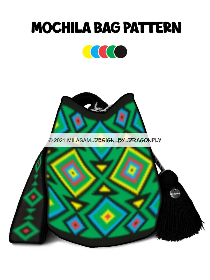 Crochet PATTERN Wayuu mochila bag / Tapestry crochet bag / Rhombuses 2