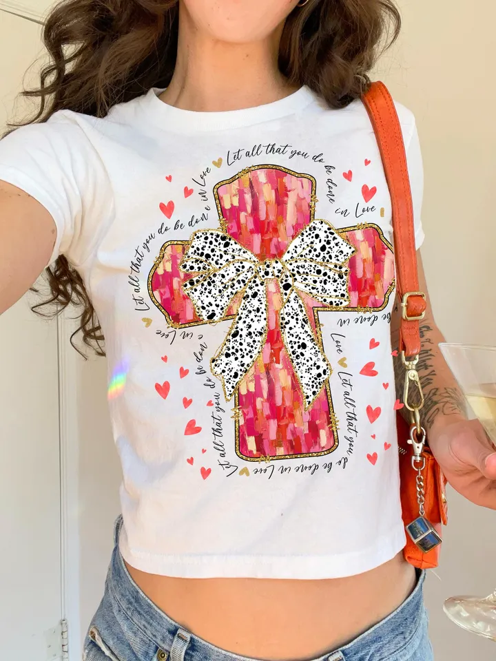 Pink brushstroke cross png, Let all that you do be done in Love png, Jesus valentine png, Valentine Png, valentine coquette png, bible verse