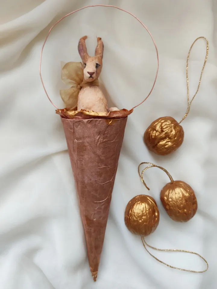 Victorian style Christmas ornament.Rabbit toy