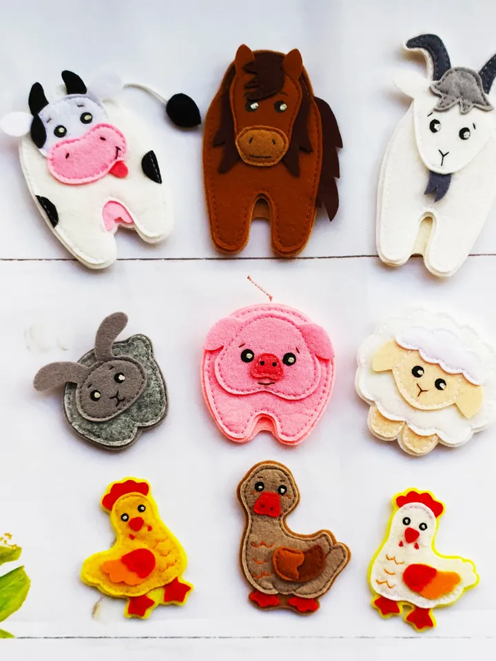 Felt farm animals pattern, Felt finger puppet toys pattern, Farm Quiet Book Pattern, Felt sewing pattern PDF for toddler