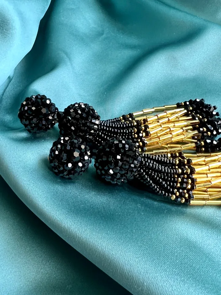 Gold Tone Beaded Clip Earrings