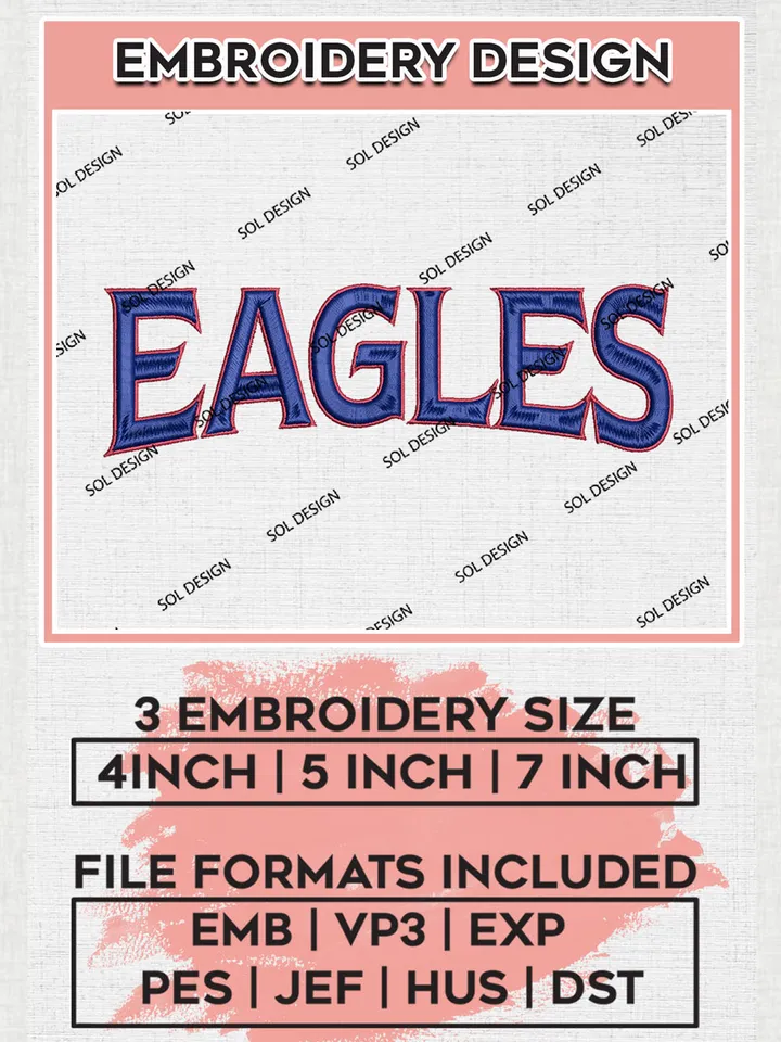 NCAA American Eagles Team Logo Embroidery Design Files, NCAA American University Eagles Machine Embroidery, NCAA Teams, 3 sizes, NCAA Machine embroidery designs, Digital Download