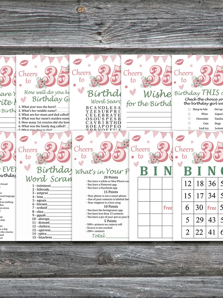35th Birthday Party Games bundle,Adult birthday games package,Printable Birthday Games,INSTANT DOWNLOAD