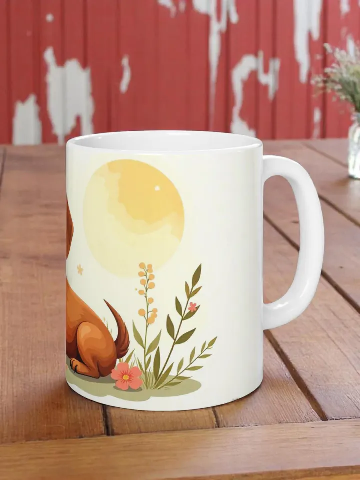 Dachshund Ceramic Mug, Cute Dachshund Design, Dog Lover Gift, Birthday Gift, Coffee Time Mug, Pet Lover Mug, Home Decor Mug, 11oz & 15oz