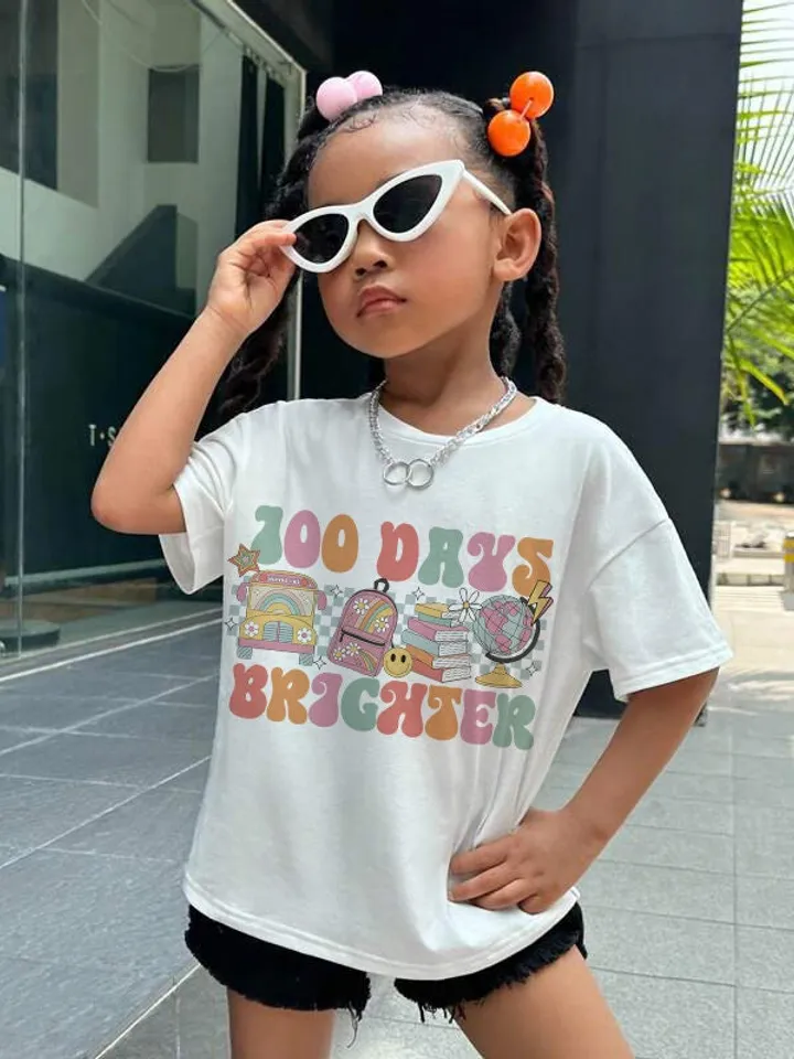 100 Days Brighter School PNG, Groovy Smile 100th day, Trendy Teacher png, PNG Download, Girl Shirt, Png Download, School Sublimation