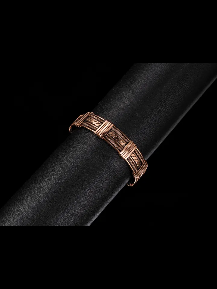 Handmade copper bracelet Unique wire wrapped metal bangle Antique style jewelry