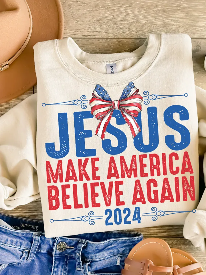 Coquette Jesus 2024 Make America Believe Again PNG, Jesus Png, Christian 4th of july Png, America Png, Independence Day, Sublimation Designs