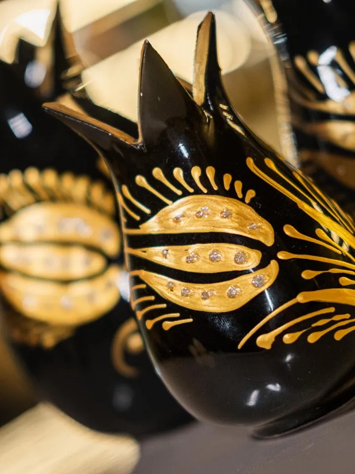 Luxury Black and Gold Tulip Vase Set | Handmade Turkish Art | Elegant Tulip Decor & Modern Home Accent | Unique Gift, Home Decor