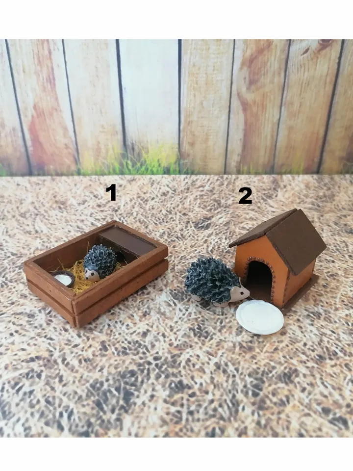 Hedgehogs for the doll house. Dollhouse miniature.1:12 scale.