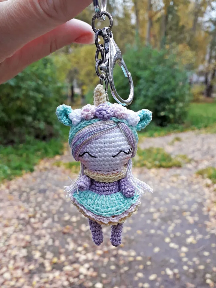Pattern crochet unicorn. pattern keychain. pattern unicorn. pattern miniature. crochet doll. pattern unicorn doll