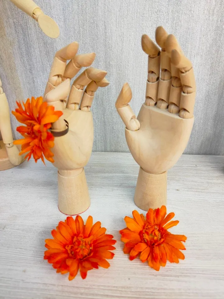 Artistic wooden mannequin 7" 18cm LEFT hand,artist model man 12",sketch mannequin,ring display,Rotating hand ornamentation,skeleton hand
