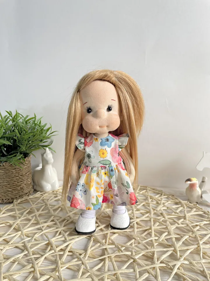 Handmade Poseable Art Doll Waldorf Inspired Collectible Heirloom Gift for Girls (20cm)
