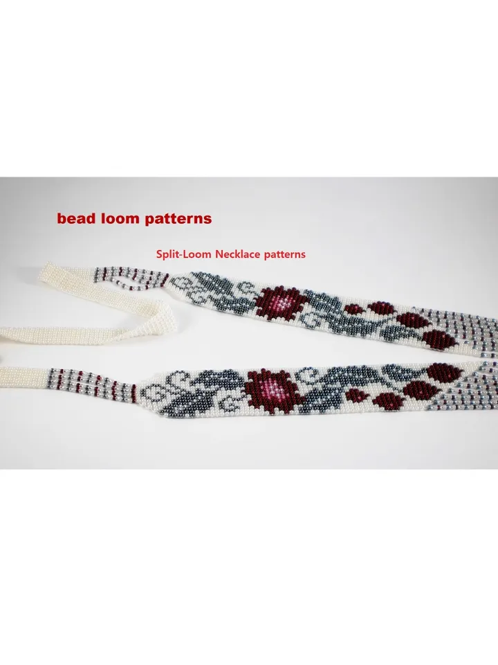 Bead loom patterns, schemes for a Gerdan-Split-Loom Necklace, Beading Loom only Pattern Instant Download, PDF