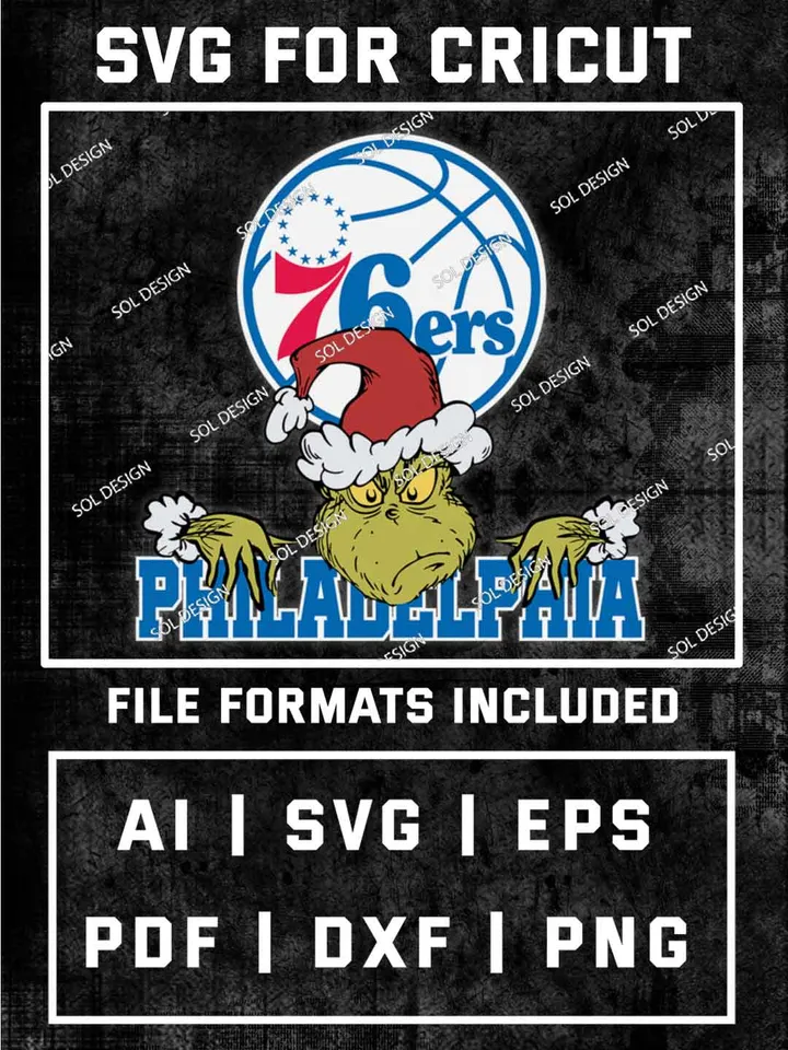 Grinch Philadelphia 76ers SVG, NBA SVG Design, NBA Philadelphia 76ers SVG, NBA 76ers Cricut, Christmas Svg, Grinch svg, Digital Download