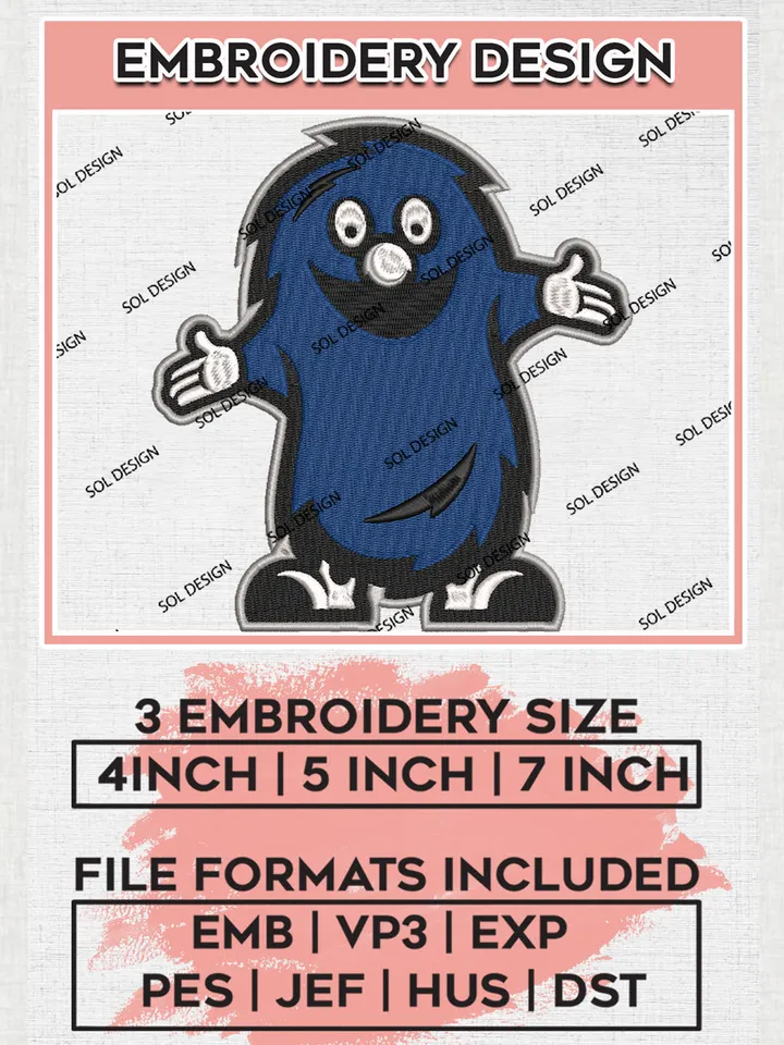 NCAA Xavier Musketeers College Team Funny Mascot Logo Embroidery Design Files, NCAA Xavier Musketeers Machine Embroidery, NCAA Teams, 3 sizes, NCAA Machine embroidery designs, Digital Download
