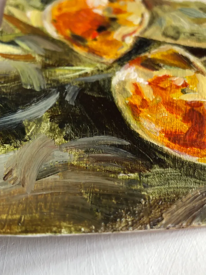 Mushrooms modern original oil painting wall art painting 6 x 6 inches