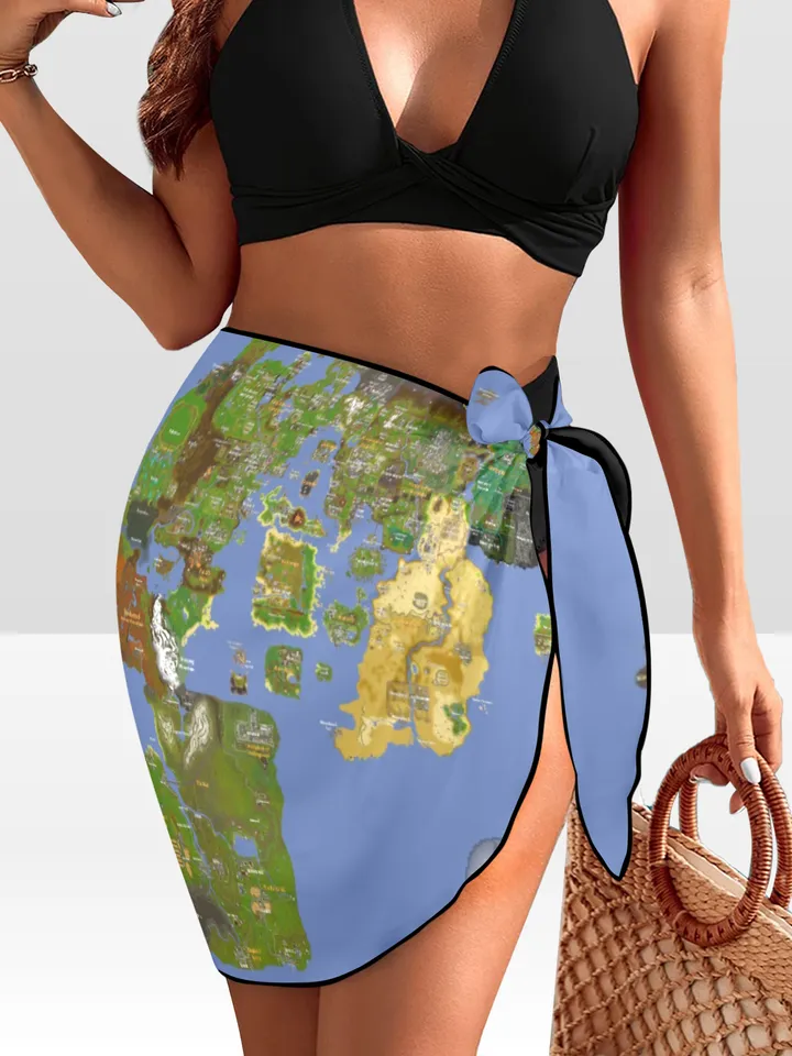 Runescape Full World Map Beach Sarong Wrap