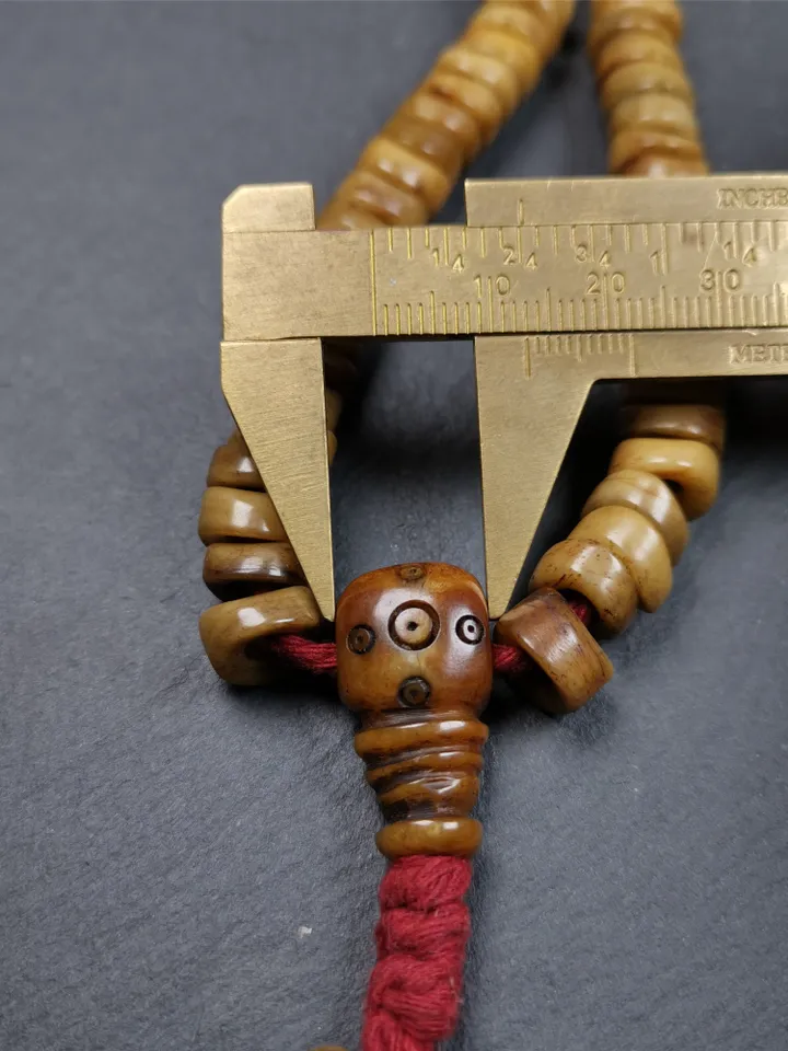 Gandhanra Original Tibetan Yak Bone Mala,Prayer Beads Necklace, Unique Wave Shape Beads,0.4"
