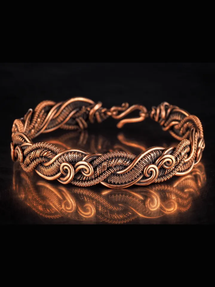Wire wrapped copper bracelet for woman Antique style copper jewelry WireWrapArt