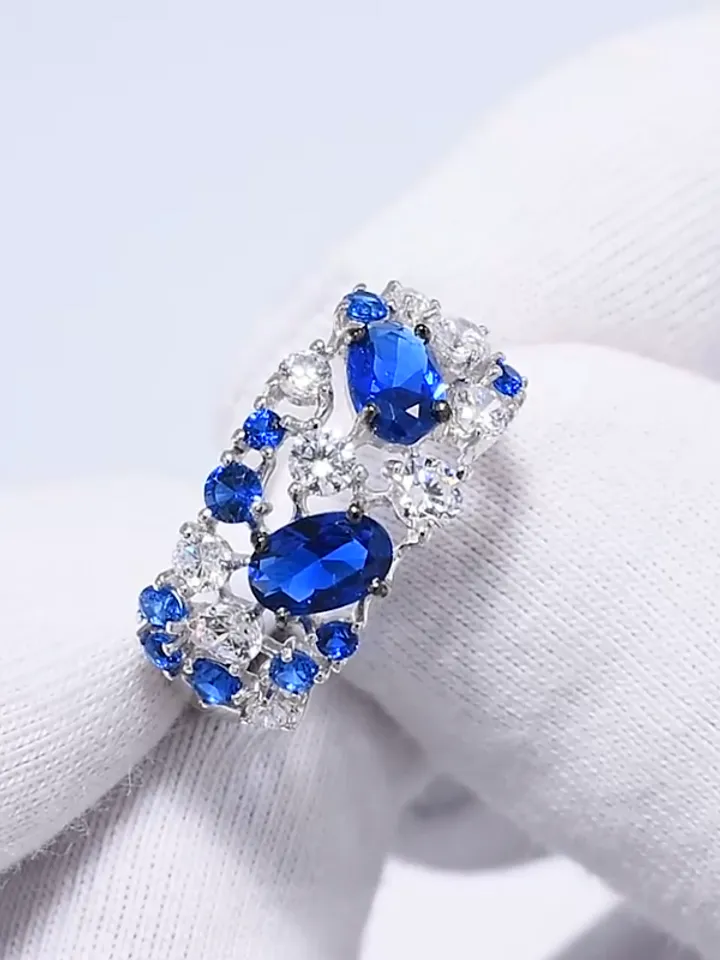 Silver ring for women 925 assay value with cubic zirconia stones, silver