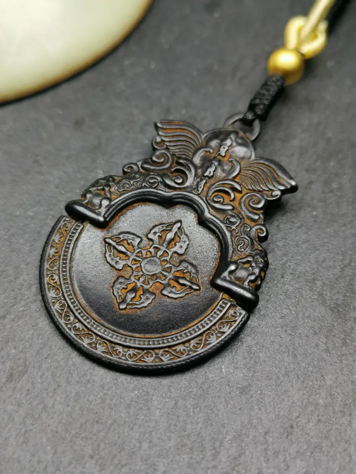 Gandhanra Antique Tibetan Buddhism Cross Vajra Amulet with Garuda Kirtimukha - Unique Thokcha Pendant Protective Charm