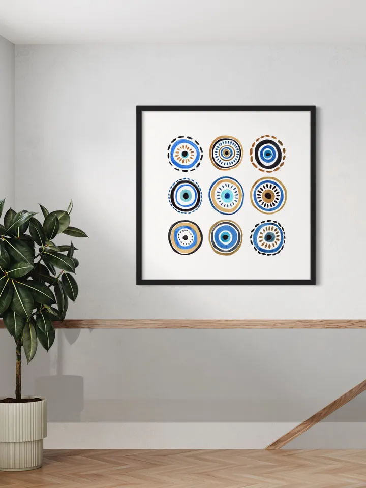 Evil Eye Print, Blue Evil Eye Nazar Poster, Evil Eye Wall Decor, Abstract Eye Drawing, Boho Eye Art Print, Turkish Evil Eye Art Poster,