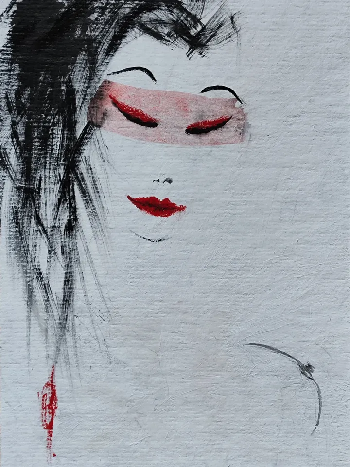 Naked woman Original painting Wabi-sabi