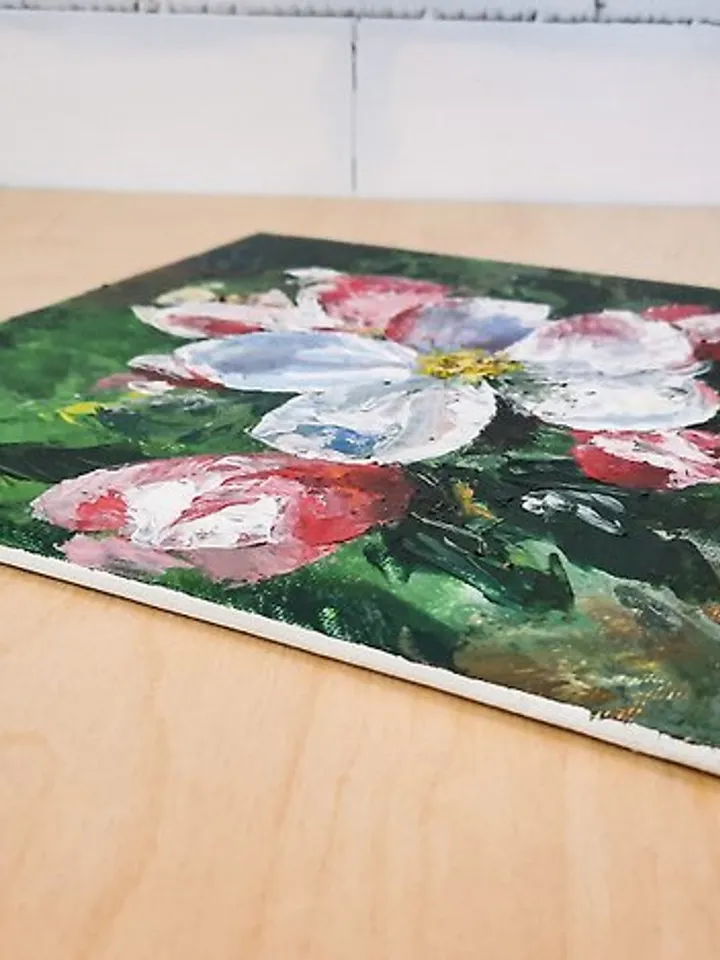 Blooming tree Original acrylic painting Apple flower Small painting Floral art
