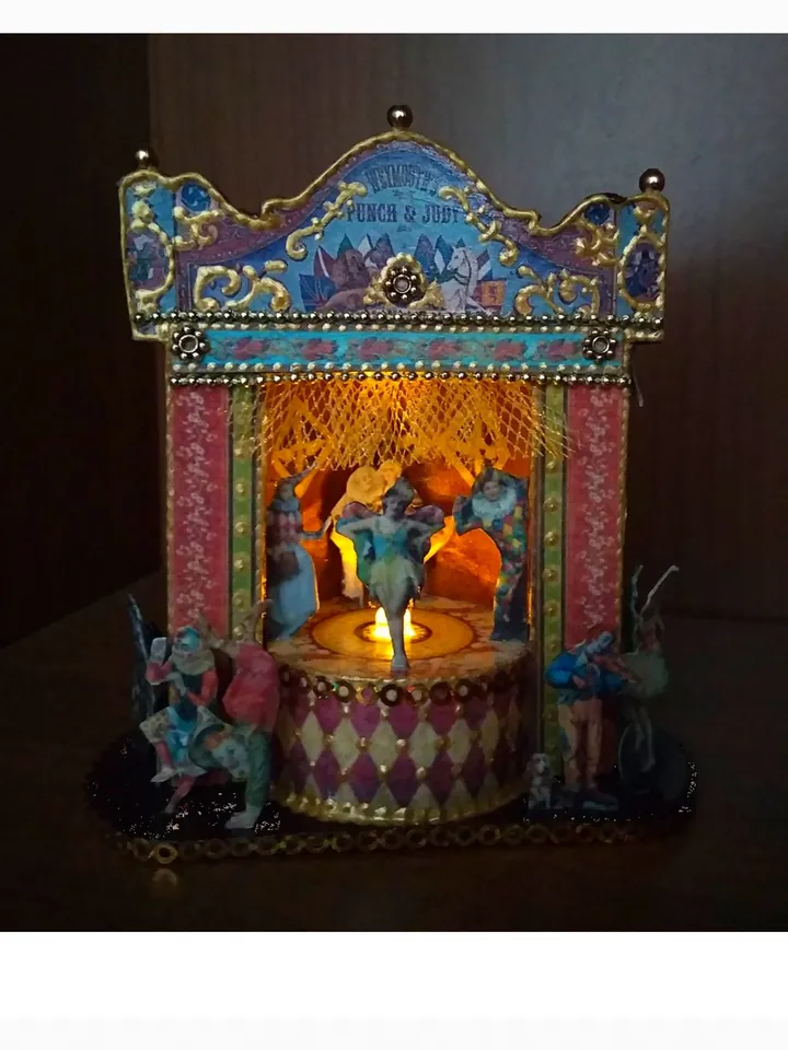 Puppet show. Vintage circus. Circus with illumination.