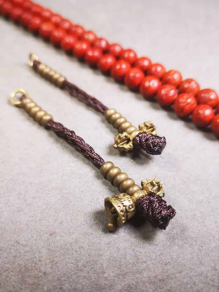 Gandhanra Handmade Tibetan Buddhist Mala Counters,Prayer Bead Counters,with Dorje and Vajra Pendant,Made of  Brass