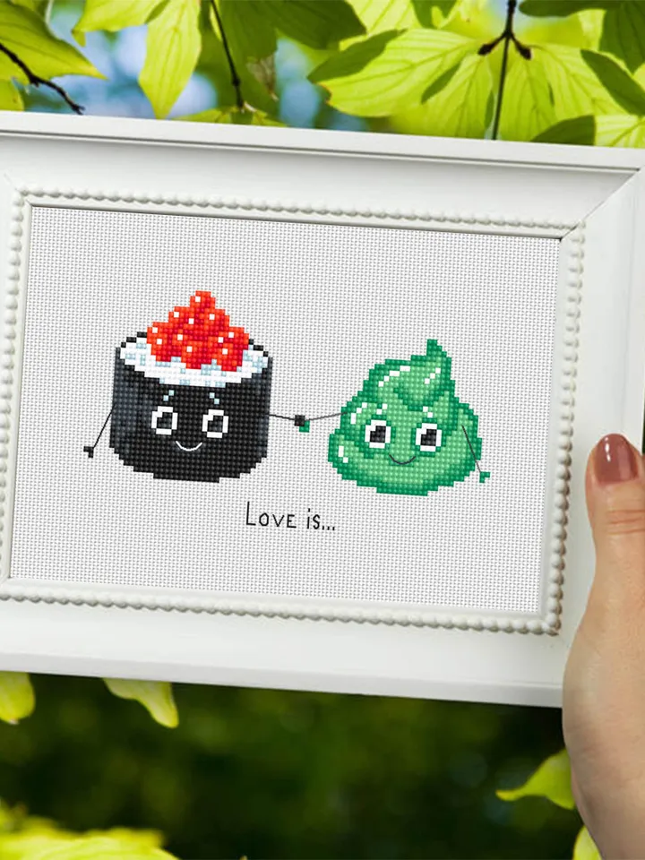Sushi kawaii food cross stitch pattern PDF download Funny sushi cross stitch chart, Simple cross stitch for beginners, Sushi lover gift #F5