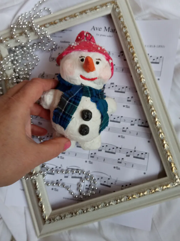 Christmas snowman pendant for Christmas tree decoration or home decor indoor. Handmade Free shipping